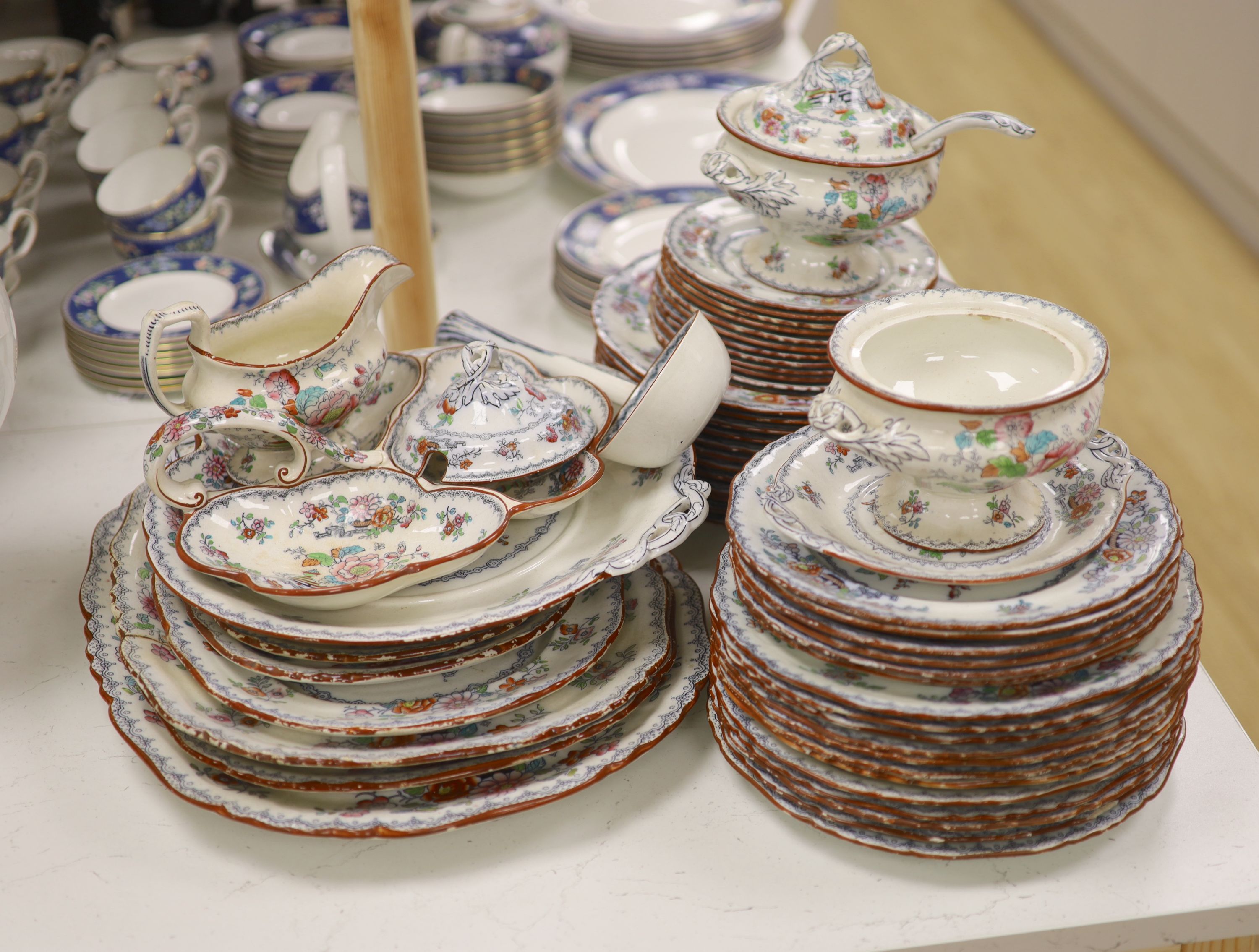 A Victorian Ashworth ironstone part dinner service